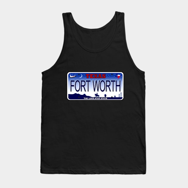 Fort Worth Texas License Plate Tank Top by Mel's Designs